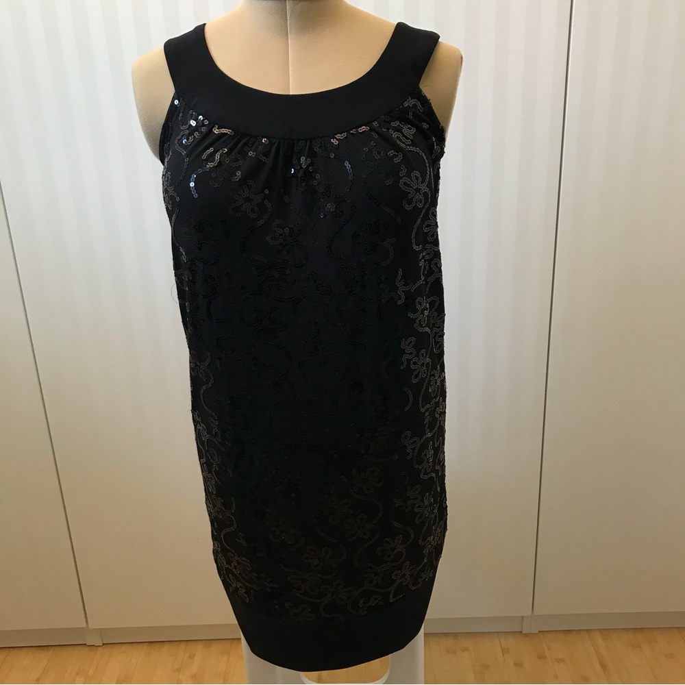 Cleo petites black sequin metallic sparkly sleeveless party dress Size 2
